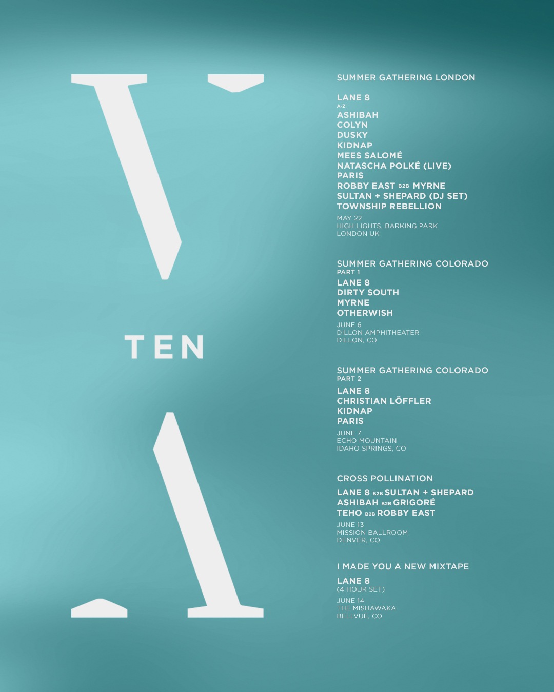 Lane 8 TNH TEN tour Poster 2026